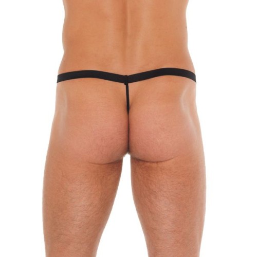 Mens Black G-String with Red Elephant Pouch