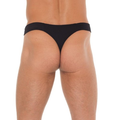 Buy Men's Black G-String with Zipper Pouch Online