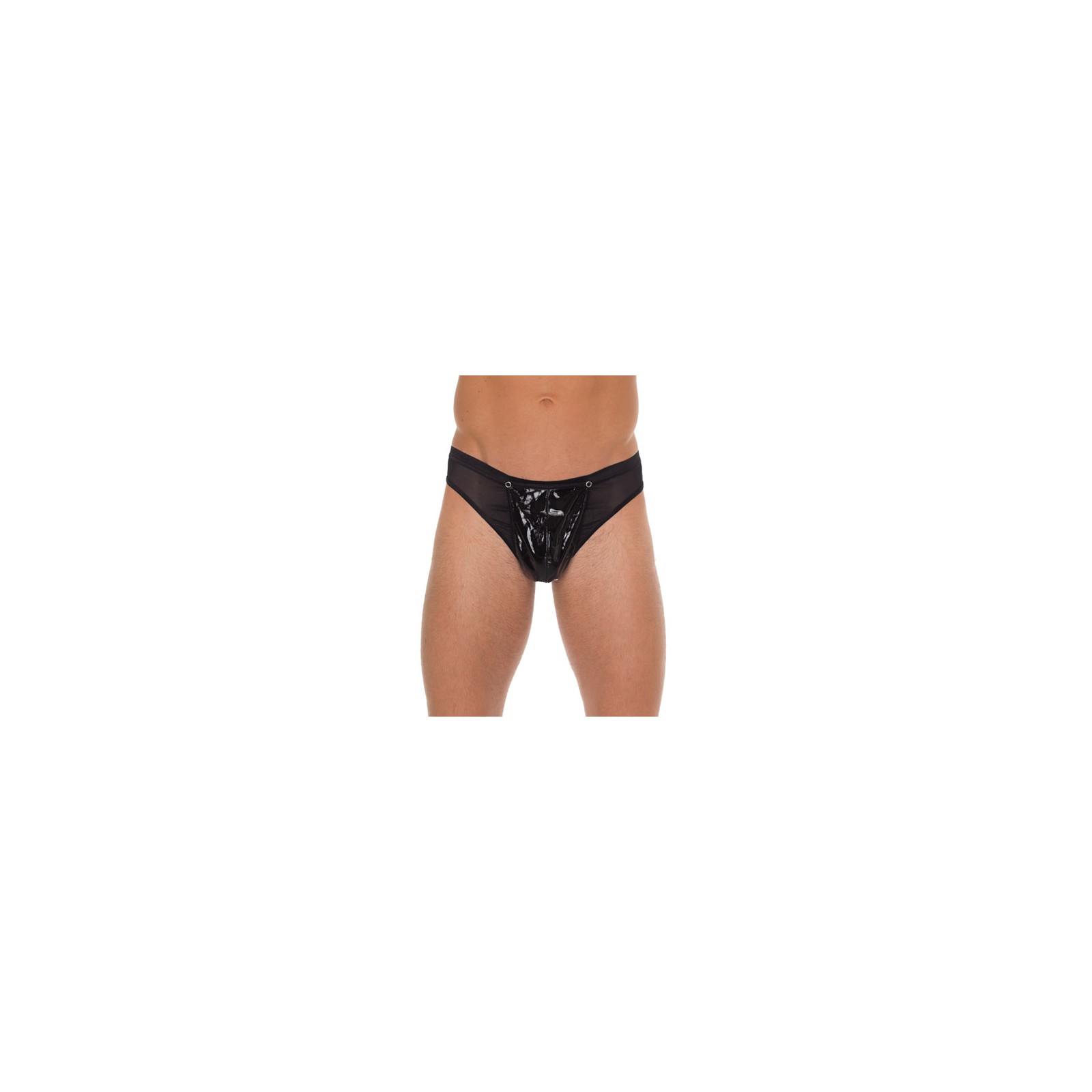 Men's Black G-String with Comfortable PVC Pouch