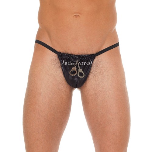 G-String Negro para Hombre con Bolsa para Esposas