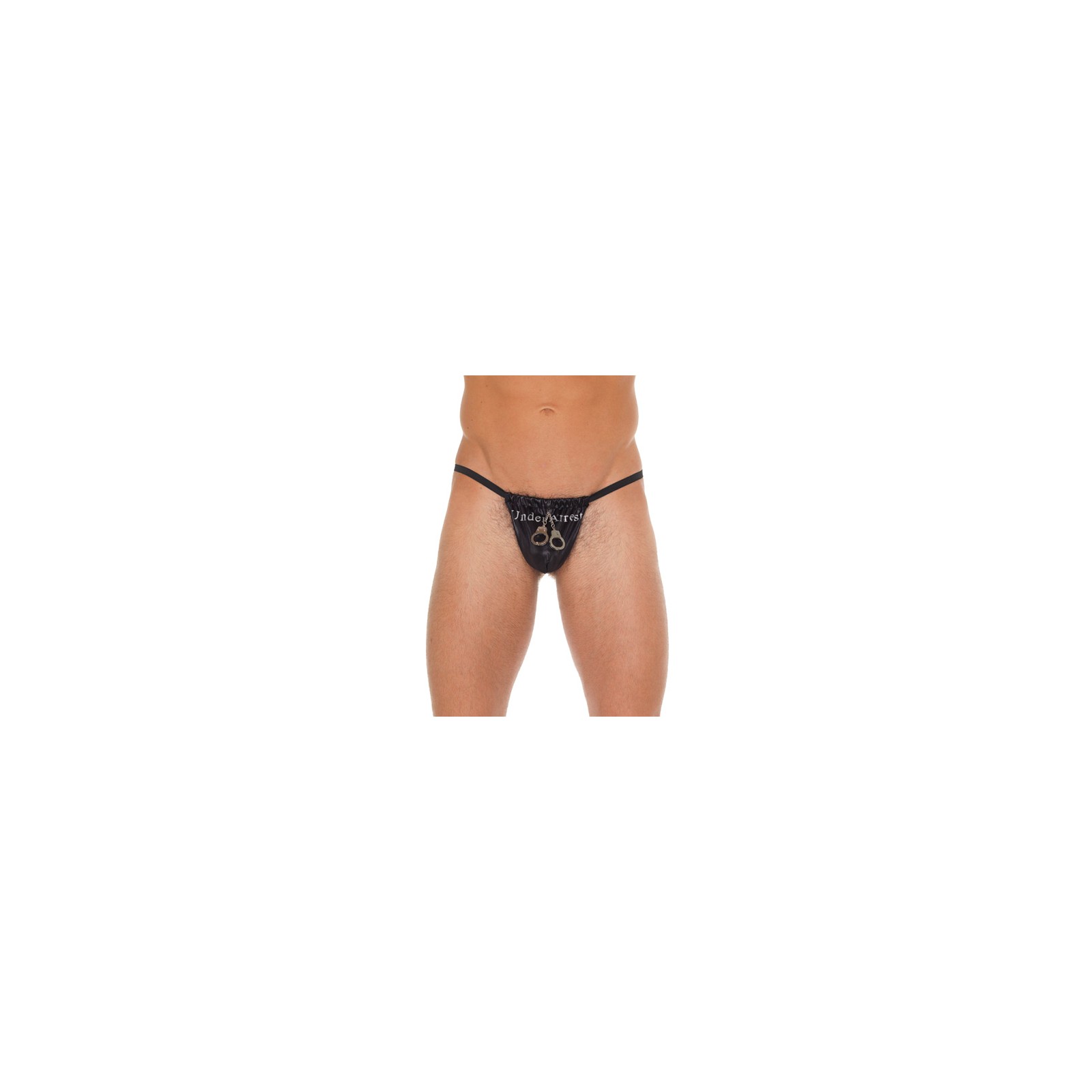 Mens Black G-String With Handcuff Pouch