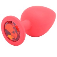 Large Red Jewelled Silicone Butt Plug for Anal Pleasure