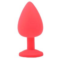 Plug Anal de Silicona Grande con Joya Roja para Placer Anal