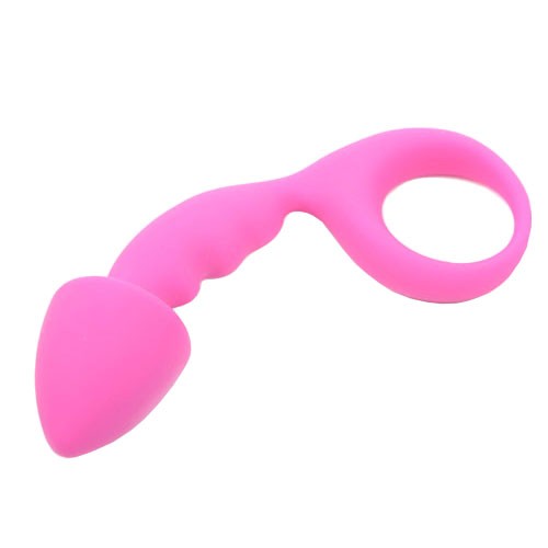 Pink Silicone Curved Butt Plug for Beginners