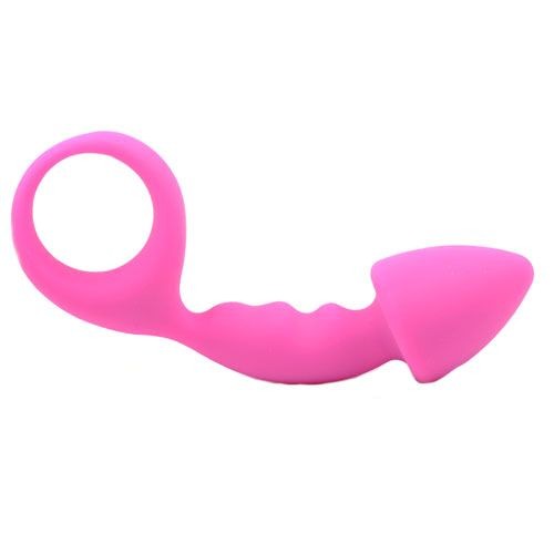 Pink Silicone Curved Butt Plug for Beginners