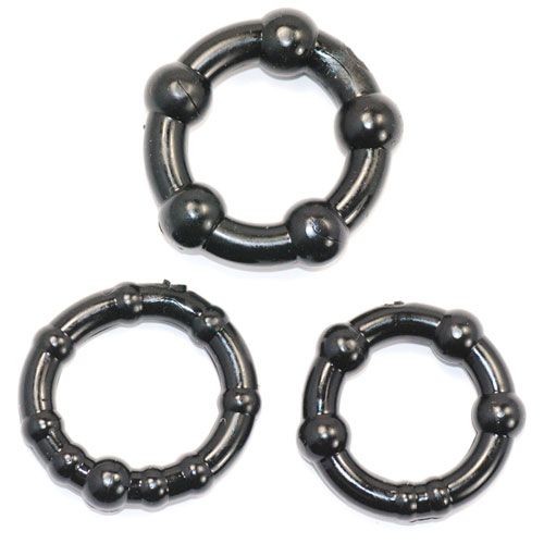 Stay Hard Beaded Cock Rings Triple Set Enhancement