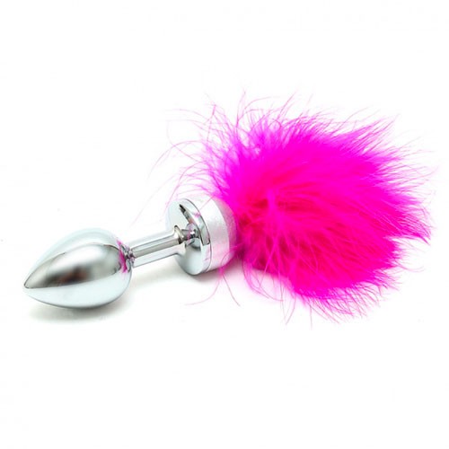 Small Butt Plug with Pink Feathers for Playful Stimulation