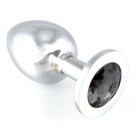 Heavy Metal Butt Plug with Black Crystal for Elegant Pleasure