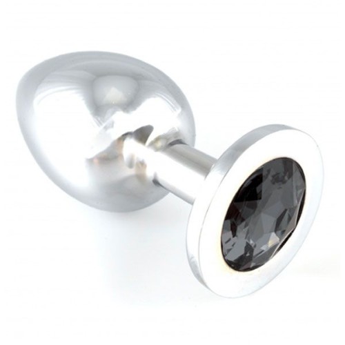 Heavy Metal Butt Plug with Black Crystal for Elegant Pleasure