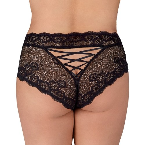 Cottelli Curves Crotchless Floral Lace Panties with Pearl Chain