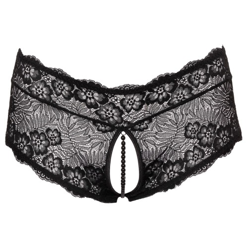 Cottelli Curves Crotchless Floral Lace Panties with Pearl Chain