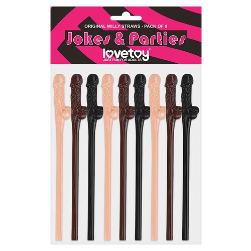 Willy Straws Pack of 9 Black Brown Pink