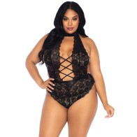 Leg Avenue Floral Lace Crotchless Teddy