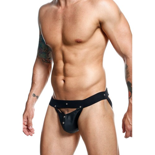 Jockstrap Peekabo Dungeon Negro para la Intimidad Audaz