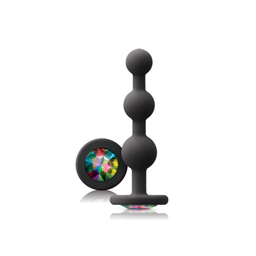 Glams Black Ripple Anal Plug with Rainbow Gem