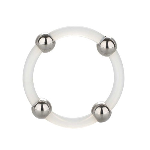 Large Steel Beaded Silicone Ring for Enhanced Pleasure