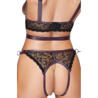 Cottelli Lace and Chain Bondage Crotchless Set Large