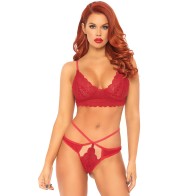 Conjunto Bralette de Encaje Sweetheart Rojo M/L de Leg Avenue