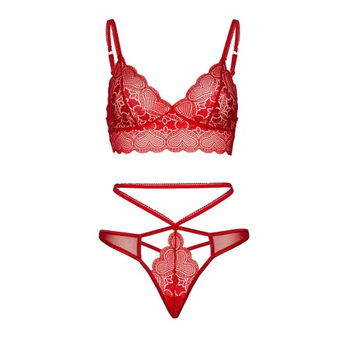 Conjunto Bralette de Encaje Sweetheart Rojo M/L de Leg Avenue