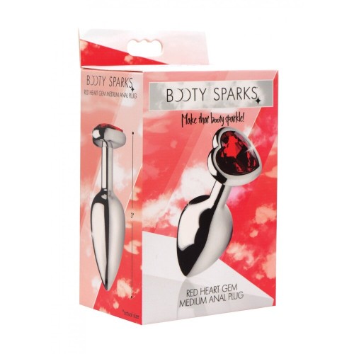 Plug Anal Mediano Booty Sparks Corazón Rojo para Placer