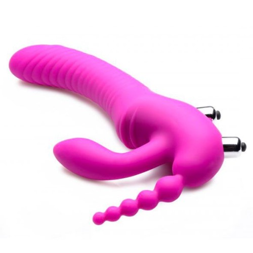 XR Regal Rider Strap-On Vibrador de Silicona Sin Arnes Triple G