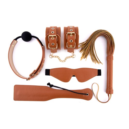 Elite BDSM Cognac Vegan Leather Set - Luxury Intimate Collection