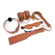 Elite BDSM Cognac Vegan Leather Set - Luxury Intimate Collection