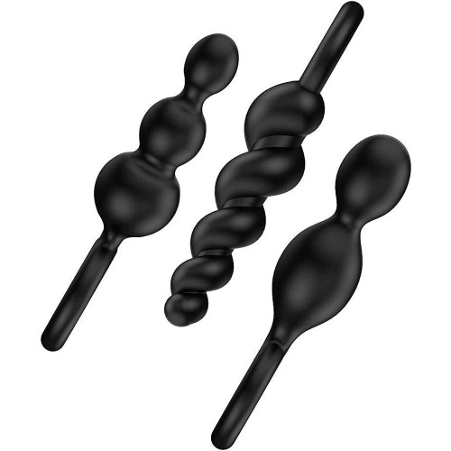 Juego de 3 Plugs Anales Negros Satisfyer Booty Call