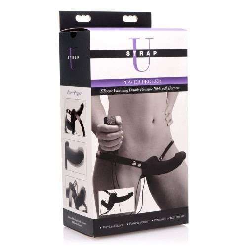 XR Power Pegger Silicone Vibrating Double Dildo and Harness