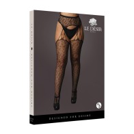 Le Desir Leopard Pattern Suspender Pantyhose