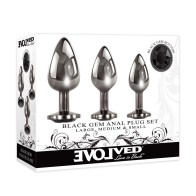 Evolved Black Gem Anal Plug Set | Tapered Design | Enhanced Pleasure