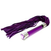 Flogger de ante morado con mango de cristal y cristal