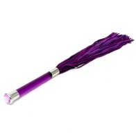 Flogger de ante morado con mango de cristal y cristal