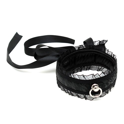 Satin Look Black Collar with O Ring