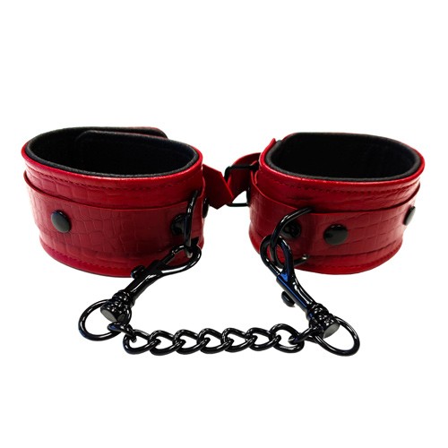 Esposas de Cuero Elegantes con Estampado de Cocodrilo para Juego de Bondage