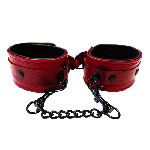 Elegant Leather Croc Print Wrist Cuffs for Bondage Play