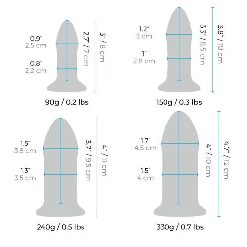 Set de Dilatadores Anales de Cristal b-Vibe para Entrenamiento Anal