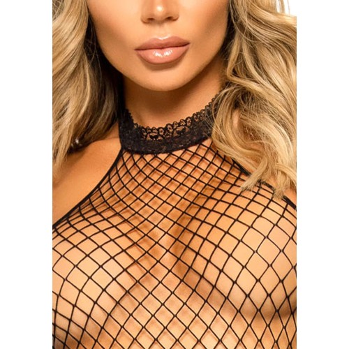 Leg Avenue Racer Neck Bodystocking Black - Sexy Lingerie