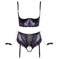 Cottelli Quarter Cup Bra & Crotchless Briefs Set