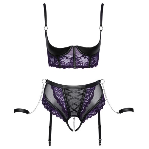 Cottelli Quarter Cup Bra and Crotchless Briefs Set