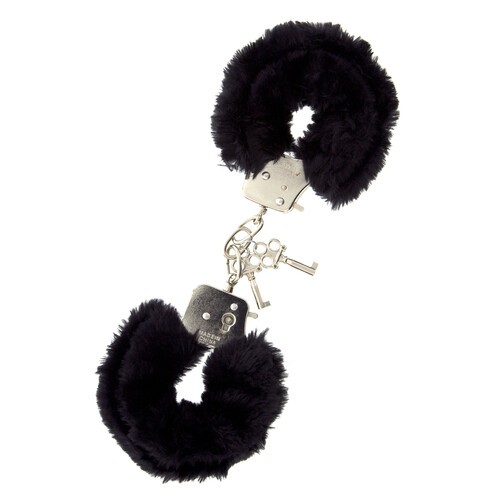 Furry Metal Handcuffs Black | Kinky Fun | BDSM Play