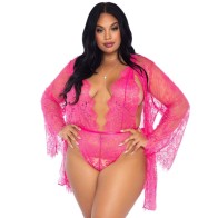 Leg Avenue Floral Lace Teddy and Robe Set for Sensual Elegance