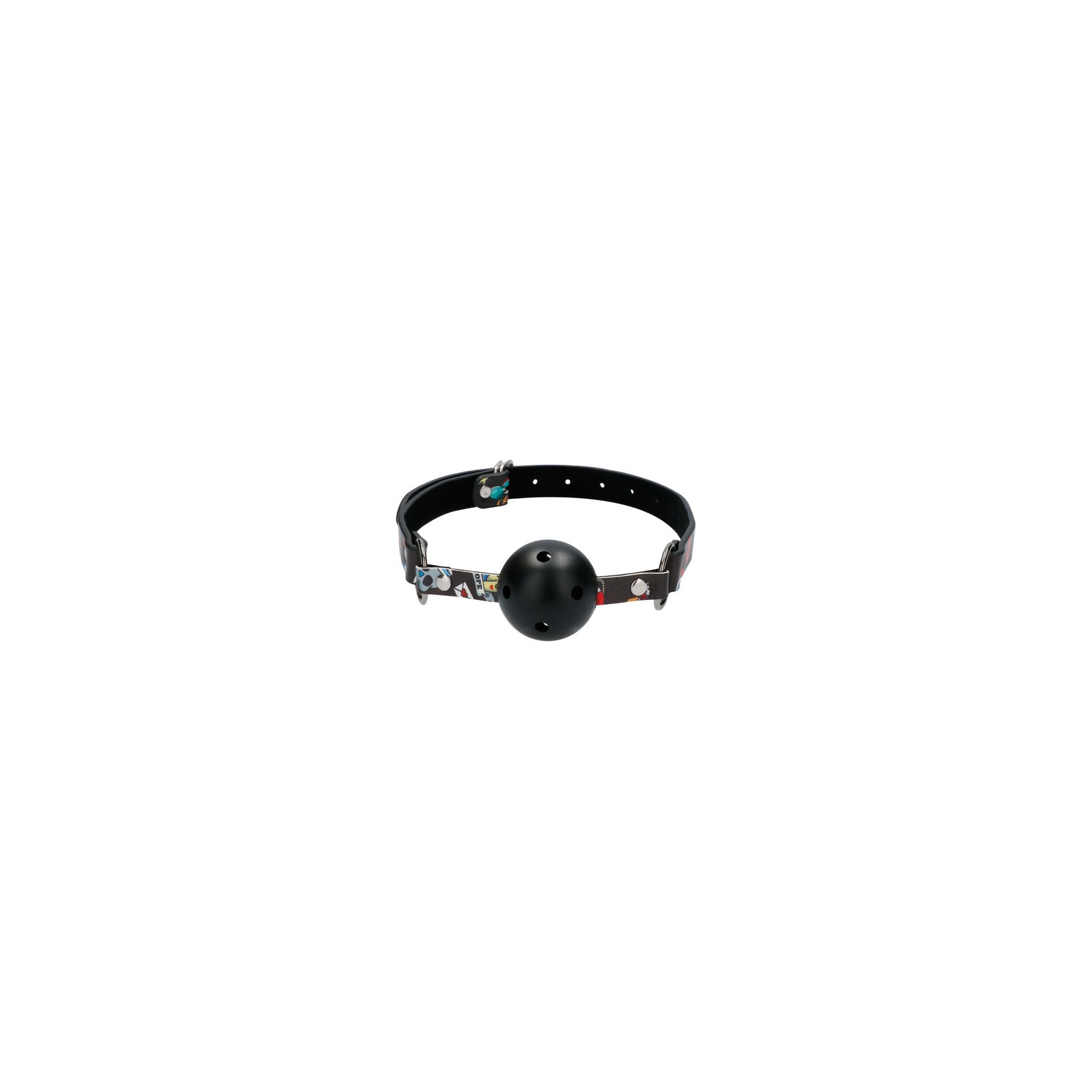 Ouch Breathable Ball Gag With Printed Leather Straps for BDSM Fun