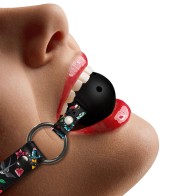 Ouch Breathable Ball Gag With Printed Leather Straps for BDSM Fun