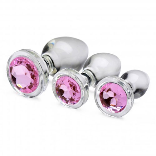 Set de Plug Anal de Vidrio Gemas Rosas XR