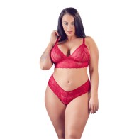 Conjunto de Bragas y Sujetador de Encaje Rojo Cottelli Talla XXXL