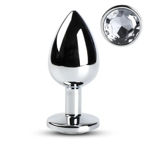 Plug Anal de Metal Grande con Cristal Elegante para Placer Sensual