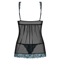 Obsessive Open Front Babydoll And String Black S/M