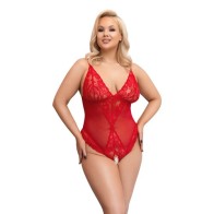 Cuerpo Crotchless Rojo Cottelli Curves XXL para Seducción Sensual