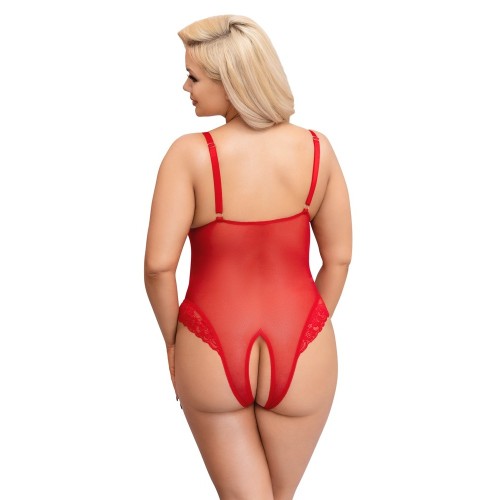 Cuerpo Crotchless Rojo Cottelli Curves XXL para Seducción Sensual